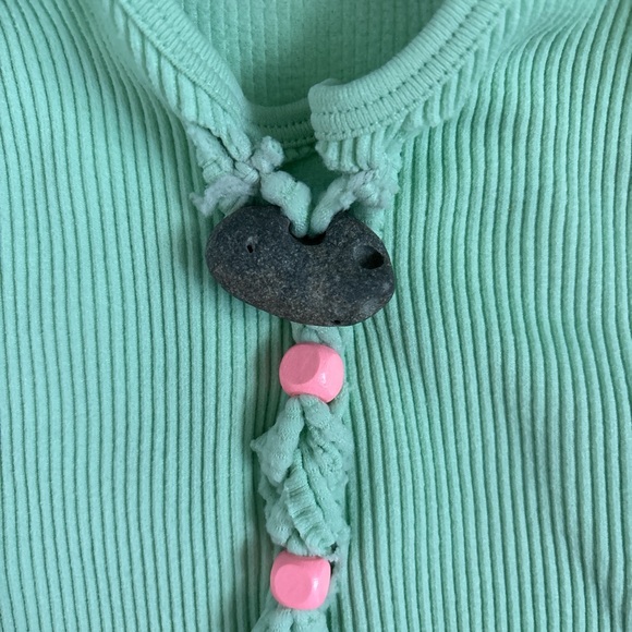 Mint Green Fairy Tank Top with Pink Beads and Hagstone - Picture 3 of 6